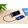 Manhattan ārējais akumulators ar integrētu USB-C spraudni, 5000 mAh, līdz 20 W jauda, izvelkams balsts lietošanai kā uzlādes tālruņa turētājs, melns, viena gada garantija