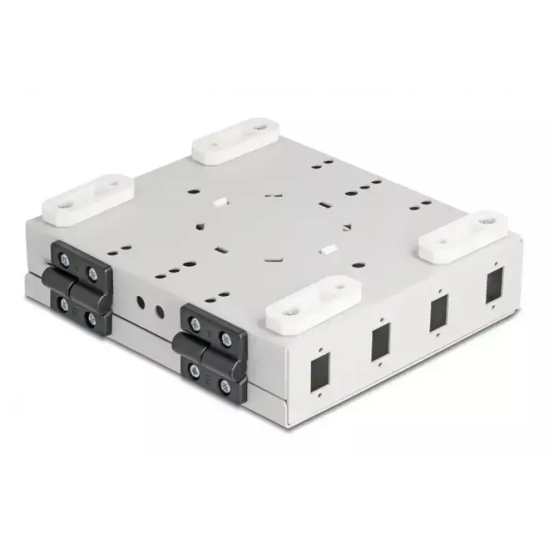 Optiskās šķiedras sienas kārba DELOCK 4× SC Simplex vai LC Duplex adapteriem, metāla korpuss, pelēka
