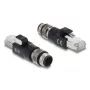 Adapteris M12 D-kodēts 4 kontaktu (vīrišķais) uz RJ45 spraudni, DELOCK 90831, zeltīti kontakti, melns