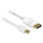 Mini Displayport uz Displayport kabelis DeLOCK 83985 0,5 m balts