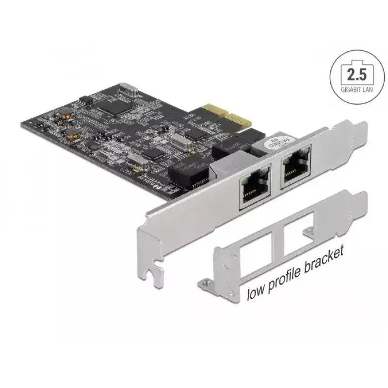 DeLOCK PCI Express x2 karte ar 2 x RJ45 2.5 Gigabit LAN RTL8125