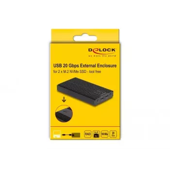 SSD korpuss DeLOCK 42022 ārējais korpuss USB 20 Gbps 2 x M.2 NVMe PCIe SSD