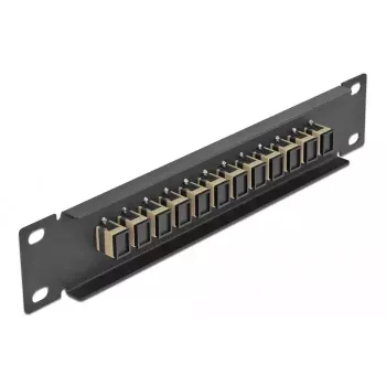 Fiber Optic Patch Panel DeLOCK 10 collu 12 Portu SC Simplex Bēšs 1U Melns