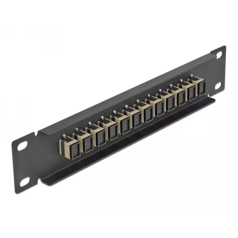 Fiber Optic Patch Panel DeLOCK 10 collu 12 Portu SC Simplex Bēšs 1U Melns