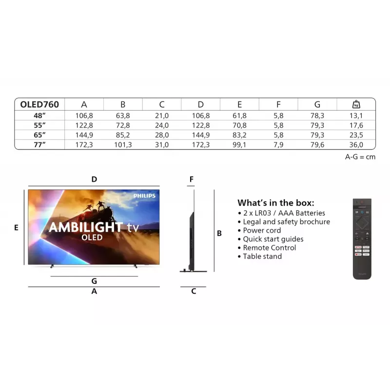 Televizors Philips 77OLED760/12 77 collas 4K Ultra HD OLED 3840 x 2160