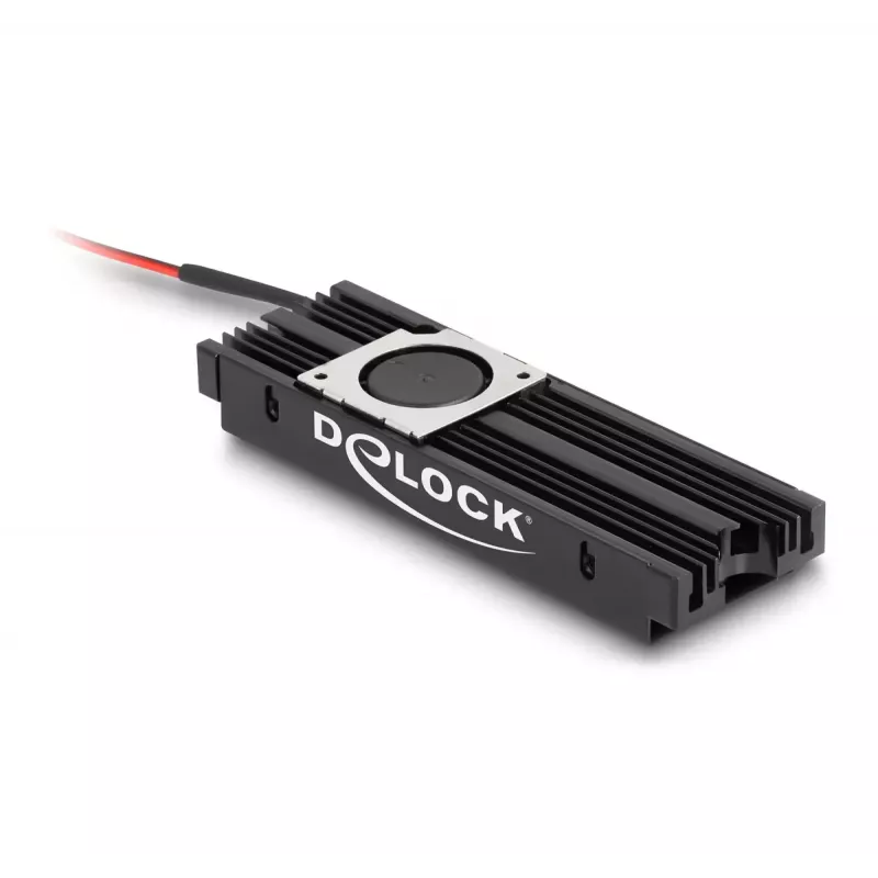 Dzesētājs DeLOCK dzesētājs ar ventilatoru M.2 SSD 2280 melns alumīnijs