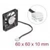 DELOCK Datora korpusa ventilators 6 cm (60x60x10 mm), 12 V, lodīšu gultnis, melns, Modelis 67294