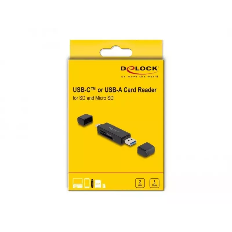 Karšu lasītājs DeLOCK 91004 USB 3.2 Gen 1 Type-A Type-C Melns