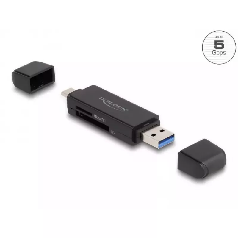 Karšu lasītājs DeLOCK 91004 USB 3.2 Gen 1 Type-A Type-C Melns