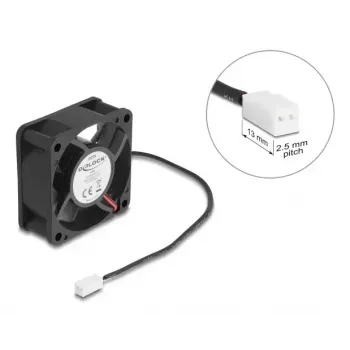 DELOCK 67289 Computer Case Fan 6 cm, Ball Bearing, 0.71 m³/h, 5 V DC, Melns