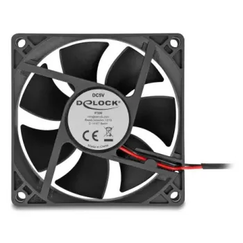 DELOCK datora korpusa ventilators 8 cm (80 x 80 x 25 mm), lodīšu gultnis, 5 V līdzstrāva, melns