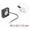 Ventilators DELOCK 67293 4 cm (40×40×10 mm) 0,18 m³/h Lodīšu gultnis 12V Melns