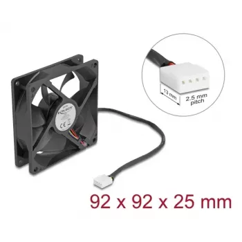 Datora korpusa ventilators DELOCK 67297 92 mm, lodīšu gultnis, gaisa plūsma 1,21 m³/h, melns
