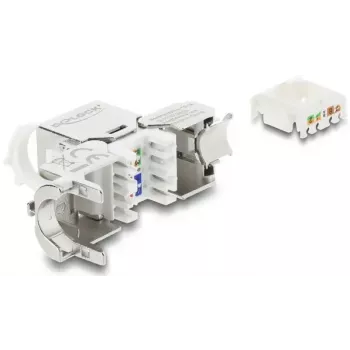 Keystone modulis DELOCK RJ45 ligzda uz LSA Cat.8.1 ekranēta ar fiksācijas klipsi un putekļu aizsargu