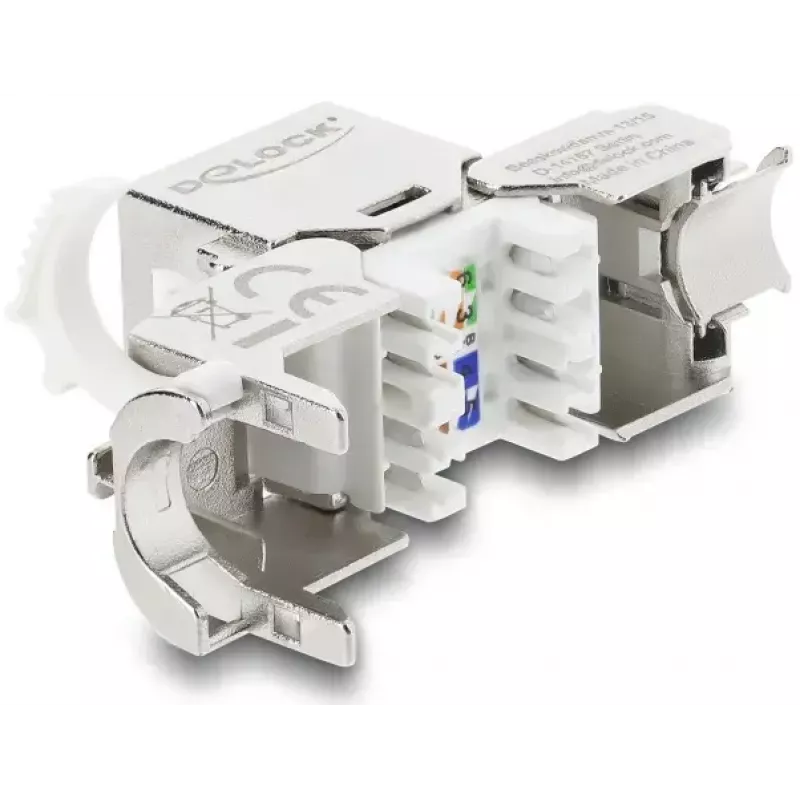 Keystone modulis DELOCK RJ45 ligzda uz LSA Cat.8.1 ekranēta ar fiksācijas klipsi un putekļu aizsargu