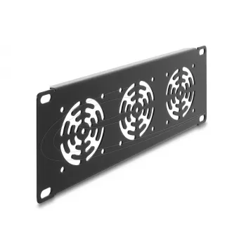 Pārsega plāksne DeLOCK 67431 ar 3 iebūvētiem 60×60 mm ventilatoriem, metāla, tumši pelēka, 1 gab.