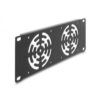 Pārsega plāksne DELOCK 67432 ar 2 iebūvētiem 80×80 mm ventilatoriem, metāla korpuss, tumši pelēka