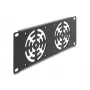 Pārsega plāksne DELOCK 67432 ar 2 iebūvētiem 80×80 mm ventilatoriem, metāla korpuss, tumši pelēka