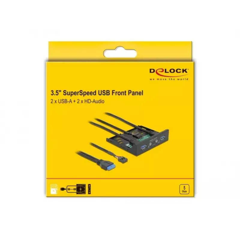 Priekšējais panelis DeLOCK 3,5 collu USB 3.2 Gen 1 2 x USB Type-A HD-Audio