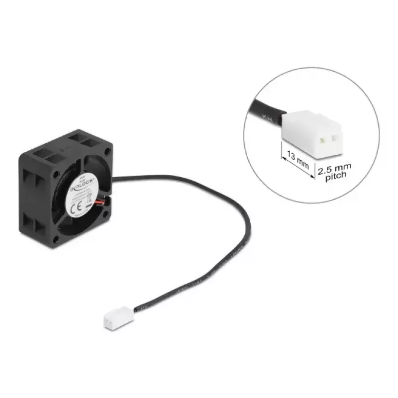 Ventilators DELOCK 67287 aksiālais 4 cm, 5 V līdzspriegums, lodīšu gultnis, 0,19 m³/h, melns