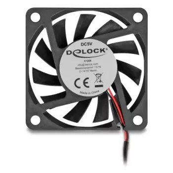 Datora korpusa ventilators DELOCK 67288 — 60 mm, lodīšu gultnis, 5 V, gaisa plūsma 0,38 m³/h, melns, 1 gab.