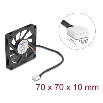 Datora korpusa ventilators DELOCK 67315 — 70 mm lodīšu gultnis, 0,42 m³/h, melns