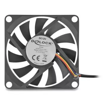 Datora korpusa ventilators DELOCK 67315 — 70 mm lodīšu gultnis, 0,42 m³/h, melns