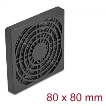 Ventilatora aizsargrežģis DELOCK 67311, ABS, melns, 87×87 mm, montāžas atveru raksts 71,5×71,5 mm