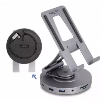 DeLOCK planšetdatora un klēpjdatora dokstacija 4K HDMI USB centrmezgls SD Micro SD PD 3.0