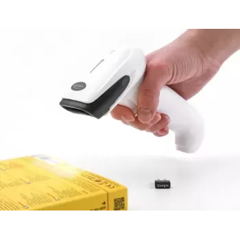 Rokas svītrkodu skeneris DeLOCK 90587 1D 2D bezvadu Bluetooth USB balts