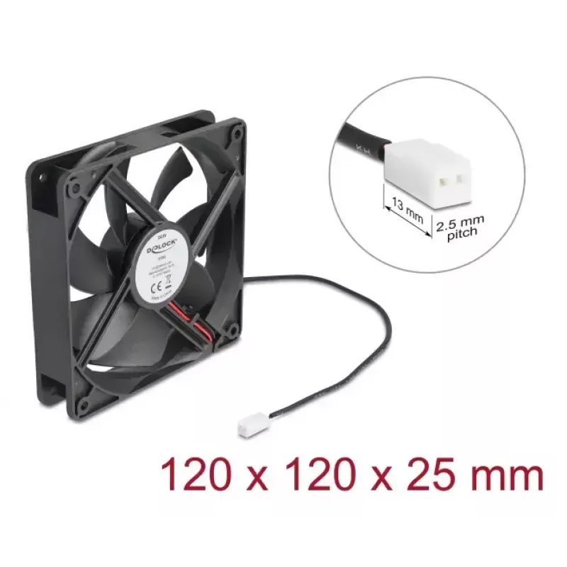 DELOCK 67292 Computer Case Fan 120 mm Melns, Ball Bearing, 5 V DC, Gaisa plūsma 1.73 m³/h