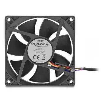 Datora korpusa ventilators DELOCK 67296 — 80 mm, lodīšu gultnis, 0,97 m³/h, melns