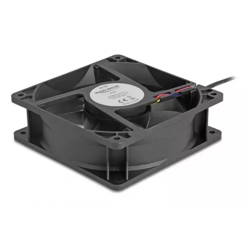 Ventilators DELOCK 67298 120 mm Melns 12 cm Lodīšu gultnis 12 V DC 3,53 m³/h