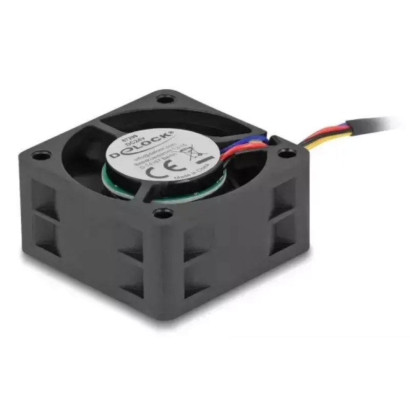 Datora korpusa ventilators DELOCK 67299 — 40 x 40 x 20 mm, 24 V līdzstrāva, lodīšu gultnis, 0,19 m³/h, melns