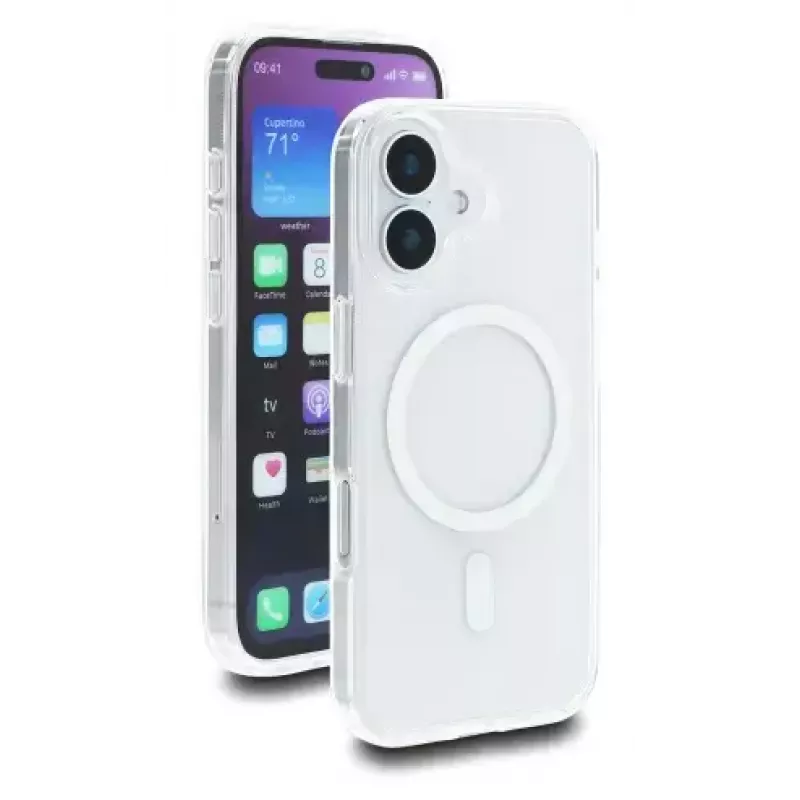 DELOCK aizsargapvalks iPhone 17 — vāciņš, MagSafe saderīgs, caurspīdīgi balts, piemērots līdz 16 cm (6,3 collu) ekrānam