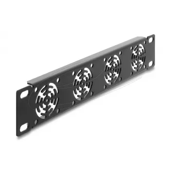 Pārseguma plāksne DELOCK 67430 ar 4 iebūvētiem 40×40 mm ventilatoriem, metāla korpuss, tumši pelēka, 1U