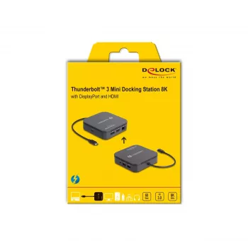 DeLOCK Thunderbolt 3 Mini dokstacija 8K DisplayPort HDMI USB LAN Audio PD 3.0