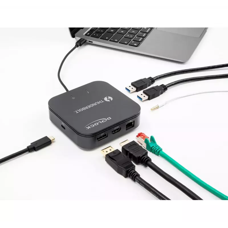 DeLOCK Thunderbolt 3 Mini dokstacija 8K DisplayPort HDMI USB LAN Audio PD 3.0