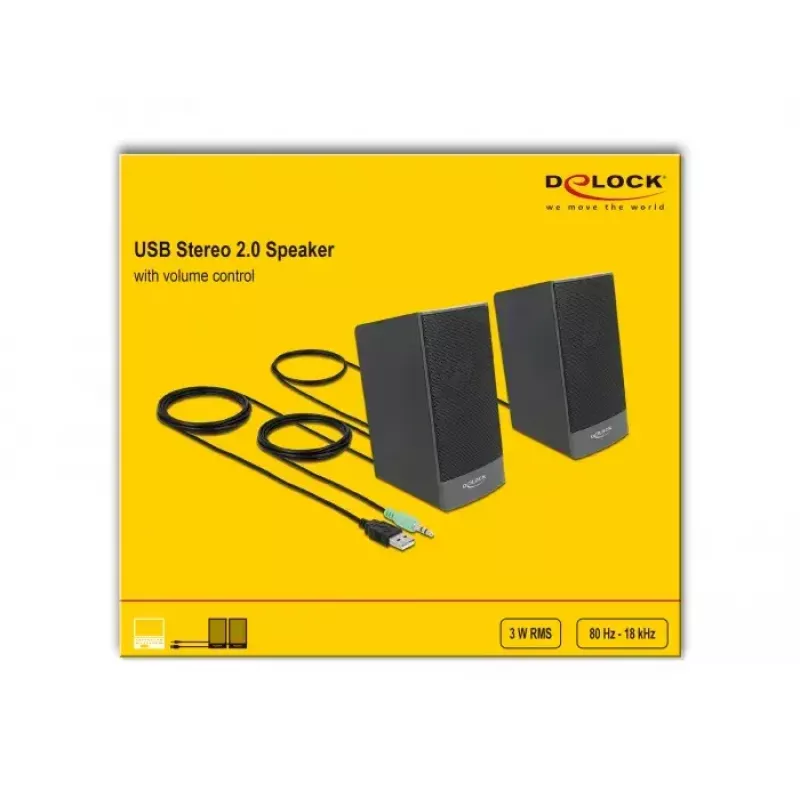 Stereo skaļruņi DELOCK 27001, 2.0, USB barošana