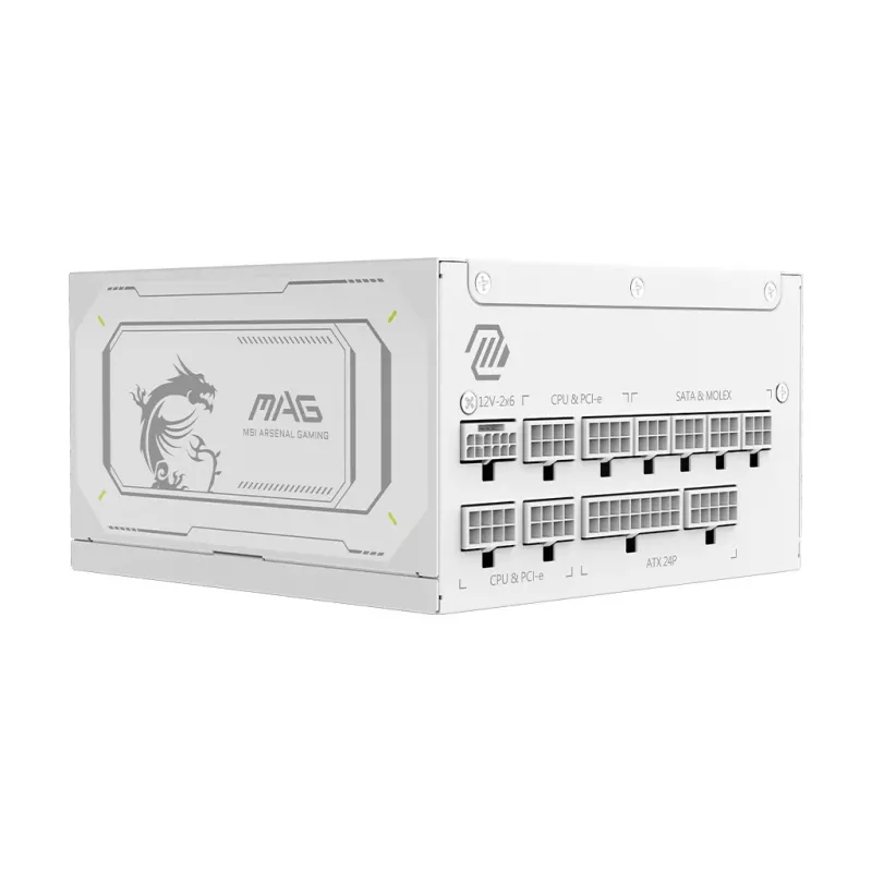 Barošanas bloks MSI MAG A1000GL PCIE5 balta 1000 W ATX 24-pin, 80 PLUS Gold, 135 mm ventilators