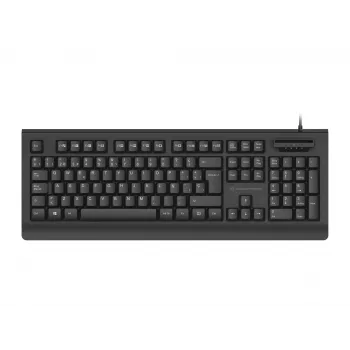 CONCEPTRONIC USB tastatūra ar viedtālruņa karšu lasītāju KAYNE01IT — pilna izmēra 105 taustiņu, itāliešu izkārtojums, vadu, 1,5 m kabelis, melna