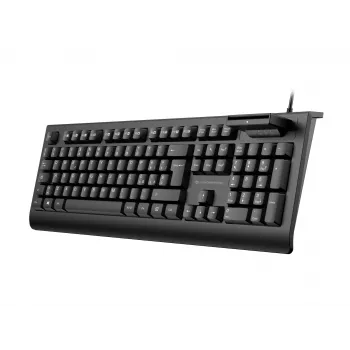 CONCEPTRONIC USB tastatūra ar viedtālruņa karšu lasītāju KAYNE01IT — pilna izmēra 105 taustiņu, itāliešu izkārtojums, vadu, 1,5 m kabelis, melna