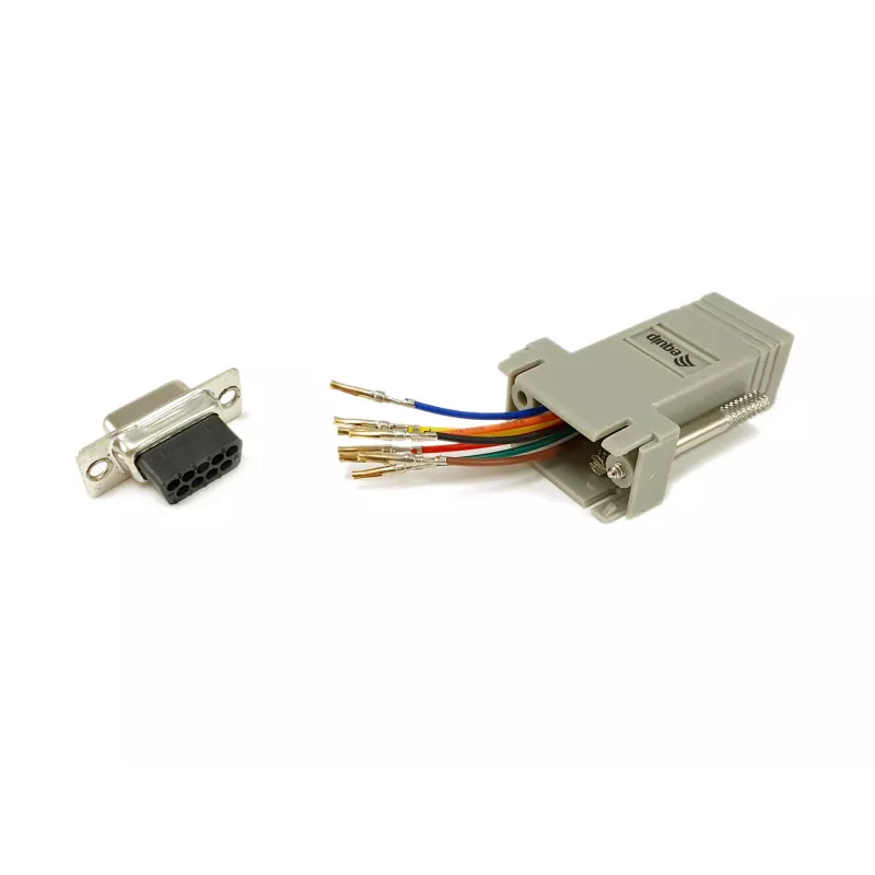 Equip DB9 uz RJ45 adapteris, sieviešu dzimuma pieslēgvieta, sērijveida, pelēks, 72x33x16mm