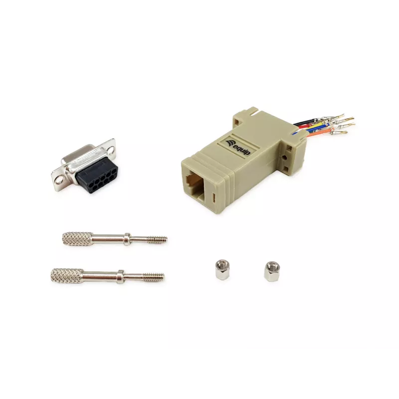Equip DB9 uz RJ45 adapteris, sieviešu dzimuma pieslēgvieta, sērijveida, pelēks, 72x33x16mm