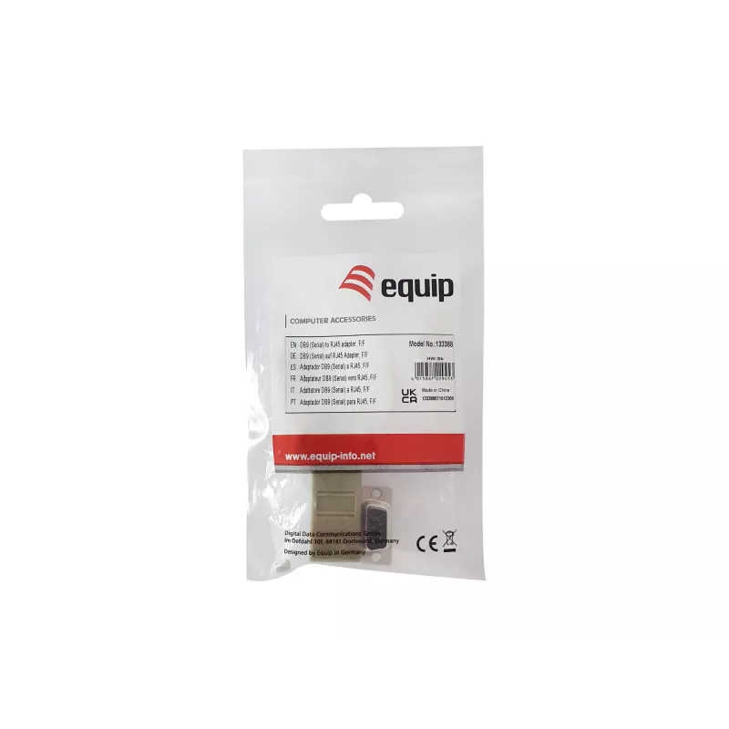 Equip DB9 uz RJ45 adapteris, sieviešu dzimuma pieslēgvieta, sērijveida, pelēks, 72x33x16mm