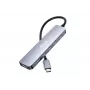EQUIP USB-C 6-in-1 daudzfunkciju adapteris — HDMI 4K/60Hz, 4× USB-C Gen2 (10Gbps), 100W PD, 0,25 m kabelis, pelēks