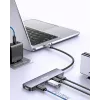 EQUIP USB-C 6-in-1 daudzfunkciju adapteris — HDMI 4K/60Hz, 4× USB-C Gen2 (10Gbps), 100W PD, 0,25 m kabelis, pelēks