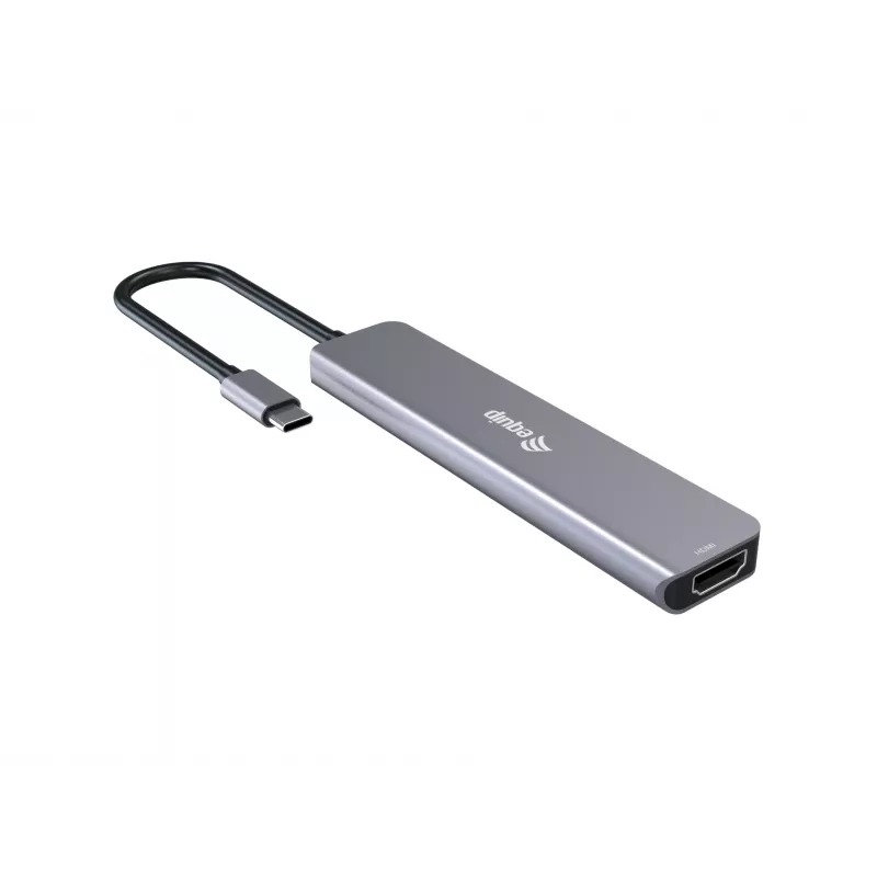 Equip USB-C 6-in-1 daudzfunkciju adapteris, HDMI 4K/30Hz, 4 × USB-C, 1 × USB-A, 5 Gbps, 100 W USB PD