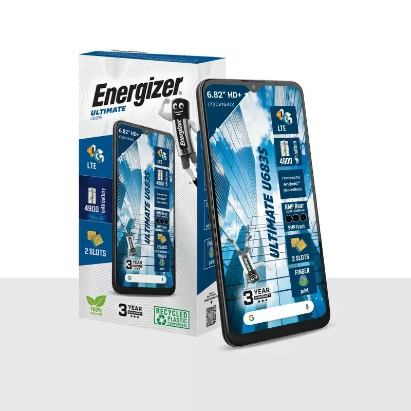 Viedtālrunis Energizer U683SEU, 6,82 collu displejs, 2 GB RAM, 64 GB, melns