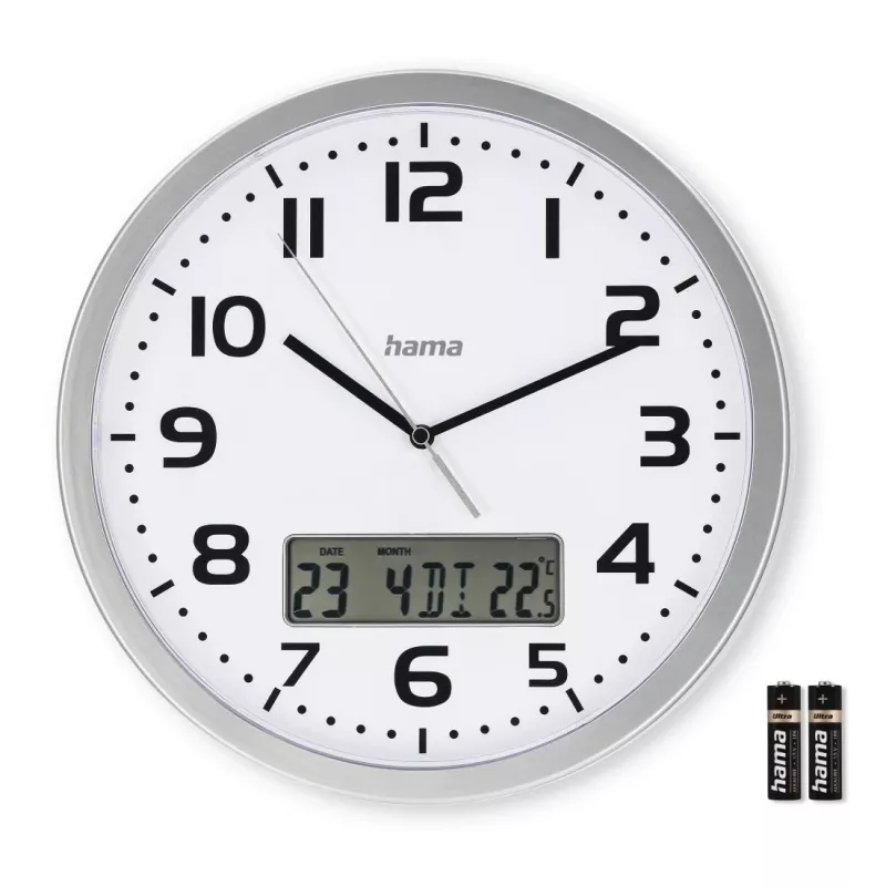 Hama 00185878 sienas/galda pulkstenis Analogais pulkstenis Apaļš Sudraba, Balts